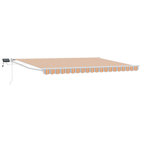 Vidaxl handbediende luifel met led's blauw, oranje, wit 5 x 3 m
