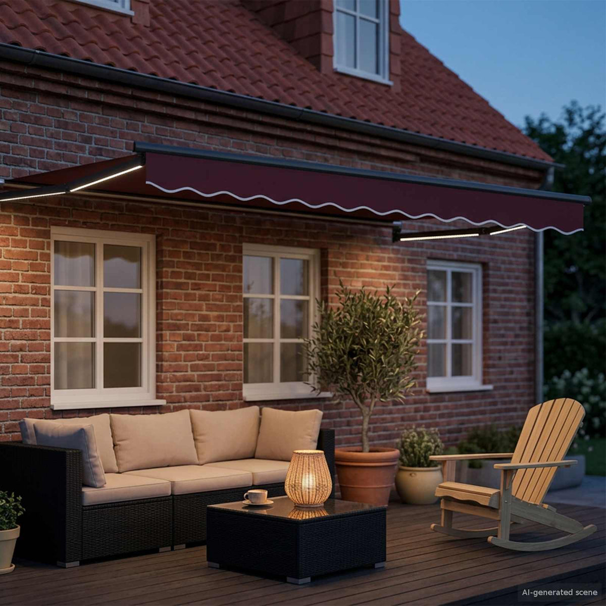 Vidaxl handbediende luifel met led's 2,5 x 2 m