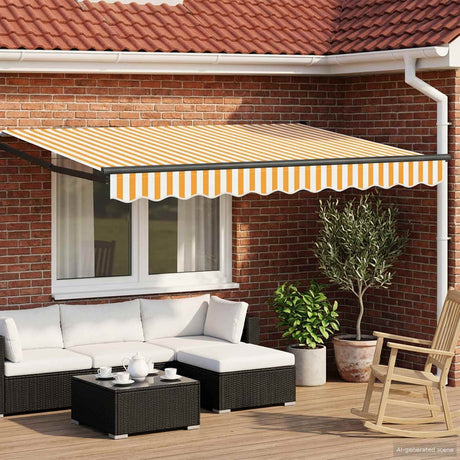 Vidaxl handbediende luifel met led's geel, wit, anthraciet 3,5 x 2 m