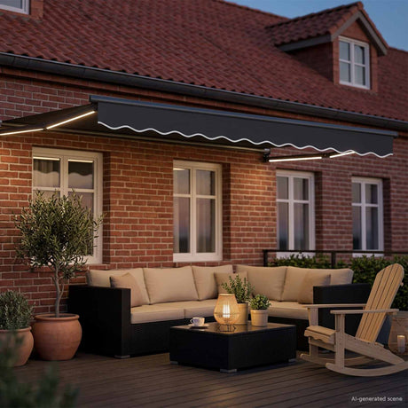 Vidaxl handbediende luifel met led's antracietkleurig 3,5 x 2 m