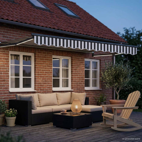 Vidaxl handbediende luifel met led's antraciet en wit 3,5 x 2 m