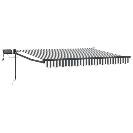 Vidaxl handbediende luifel met led's antraciet en wit 3,5 x 2 m