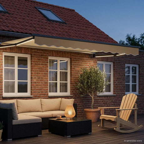 Vidaxl handbediende luifel met led's crème en antraciet 3 x 2,5 m