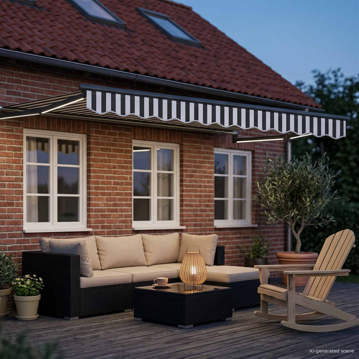 Vidaxl handbediende luifel met led's antraciet en wit 3 x 2,5 m