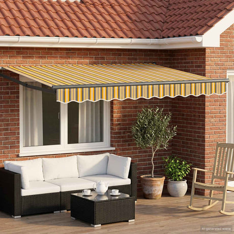 Vidaxl handbediende luifel met led's geel, grijs, anthraciet 3 x 2,5 m