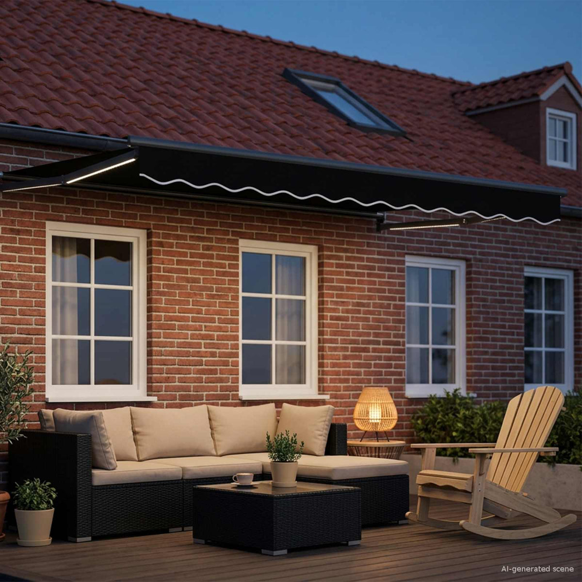 Vidaxl handbediende luifel met led's zwart en anthraciet 3 x 2,5 m