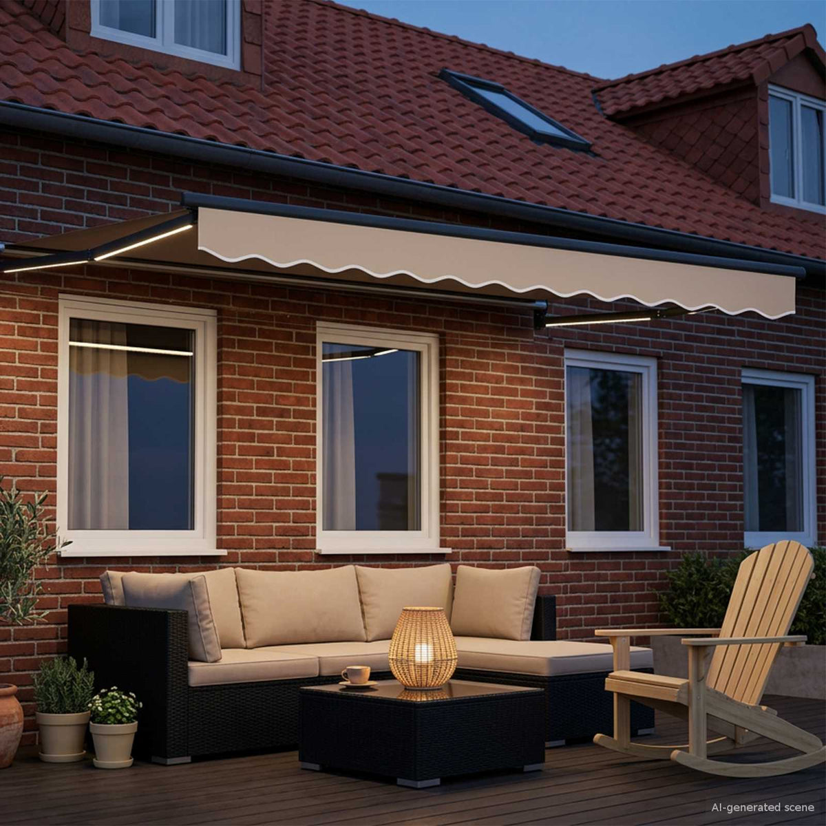 Vidaxl handbediende luifel met led's beige en antraciet 3 x 2,5 m