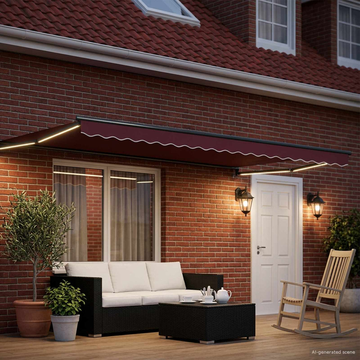 Vidaxl handbediende luifel met led's 4 × 3 m