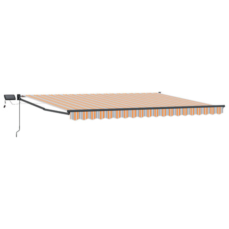 Vidaxl handbediende luifel met led's blauw, oranje, anthraciet 4 × 3 m