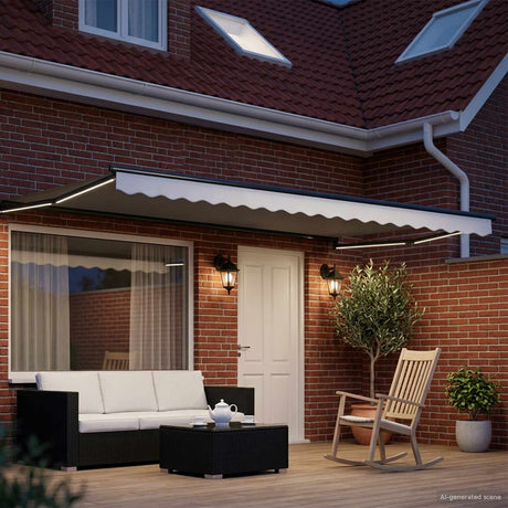 Vidaxl handbediende luifel met led's wit en antracietkleurig 4 × 3 m