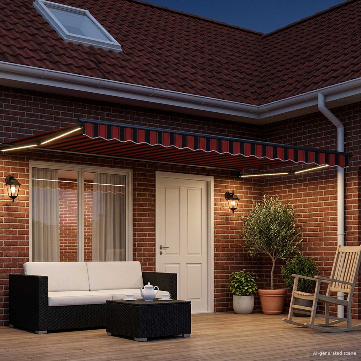 Vidaxl handbediende luifel met led's 4,5 × 3 m