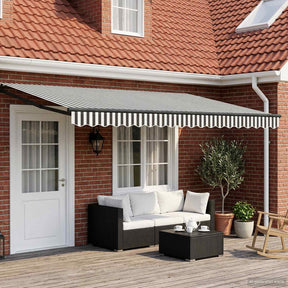 Vidaxl handbediende luifel met led's antraciet en wit 5 x 3 m