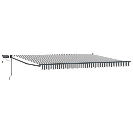 Vidaxl handbediende luifel met led's antraciet en wit 5 x 3 m