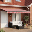Vidaxl handbediende luifel met led's rood, wit, anthraciet 5 x 3 m