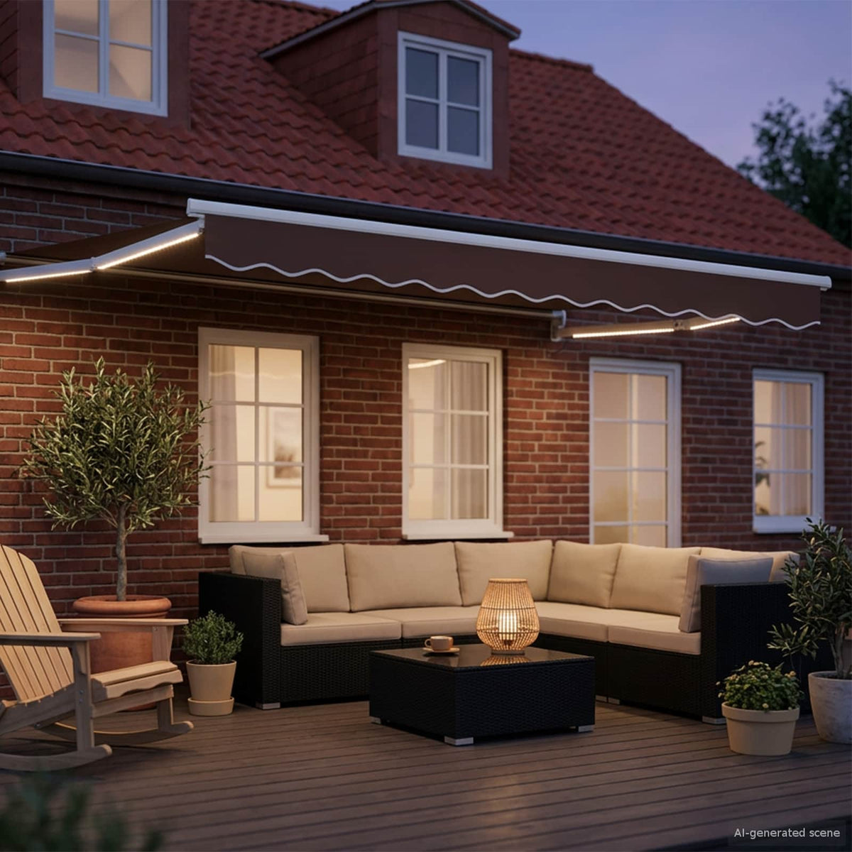 Vidaxl elektrisch uittrekbaar zonnescherm bruin 3,5 x 2 m