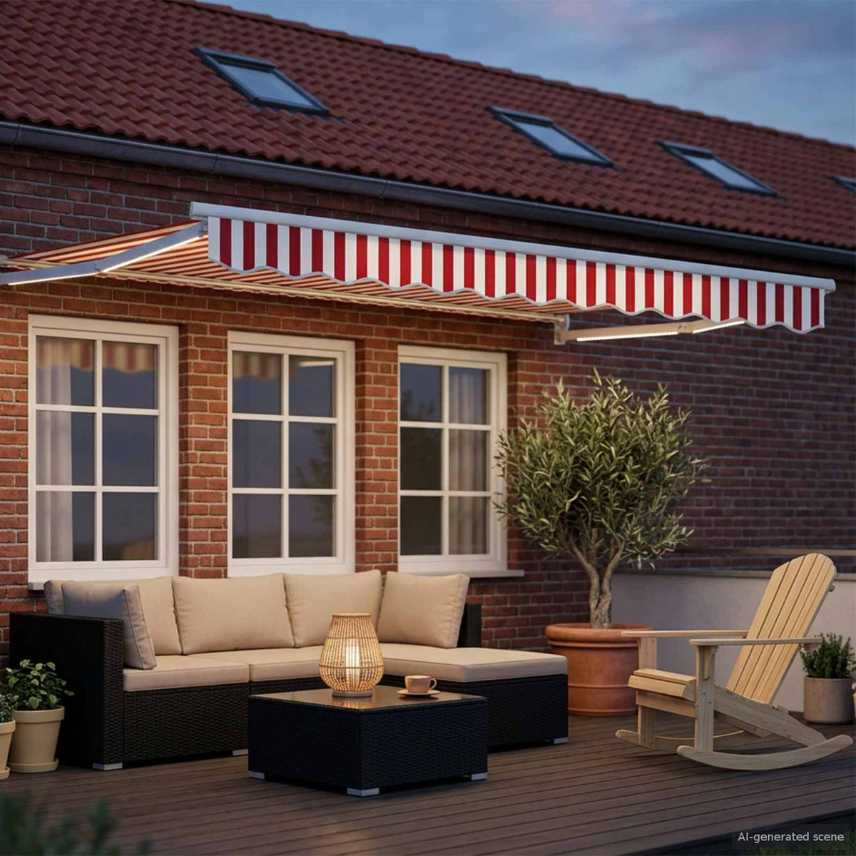 Vidaxl elektrisch uittrekbaar zonnescherm rood en wit 3 x 2,5 m