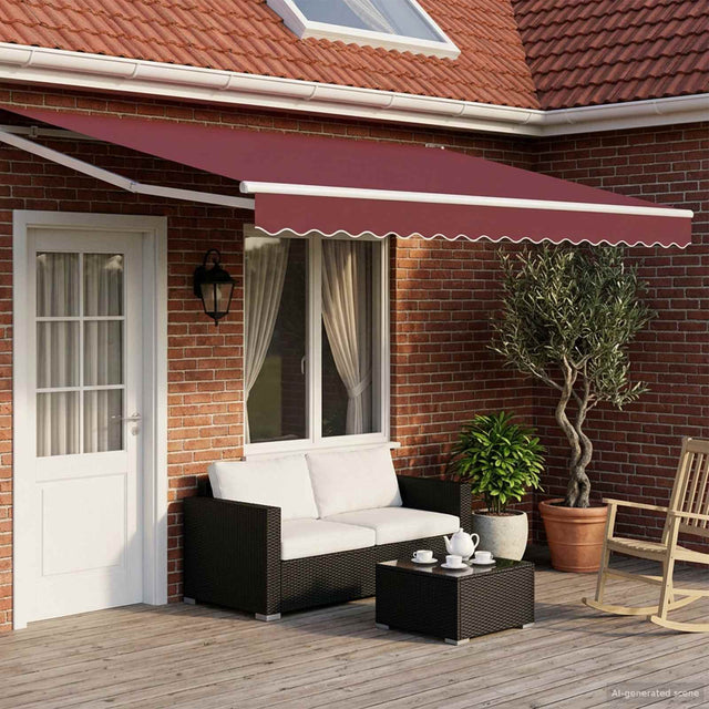 Vidaxl elektrisch uittrekbaar zonnescherm bordeaux rood 4,5 × 3 m