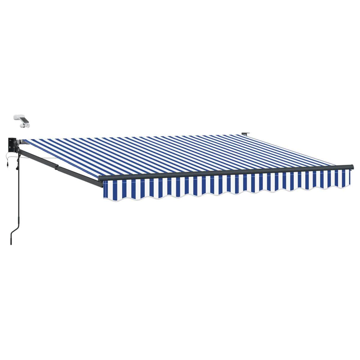 Vidaxl elektrisch uittrekbaar zonnescherm blauw en wit 3,5 x 2,5 m
