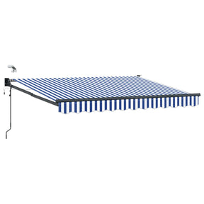Vidaxl elektrisch uittrekbaar zonnescherm blauw en wit 3,5 x 2,5 m