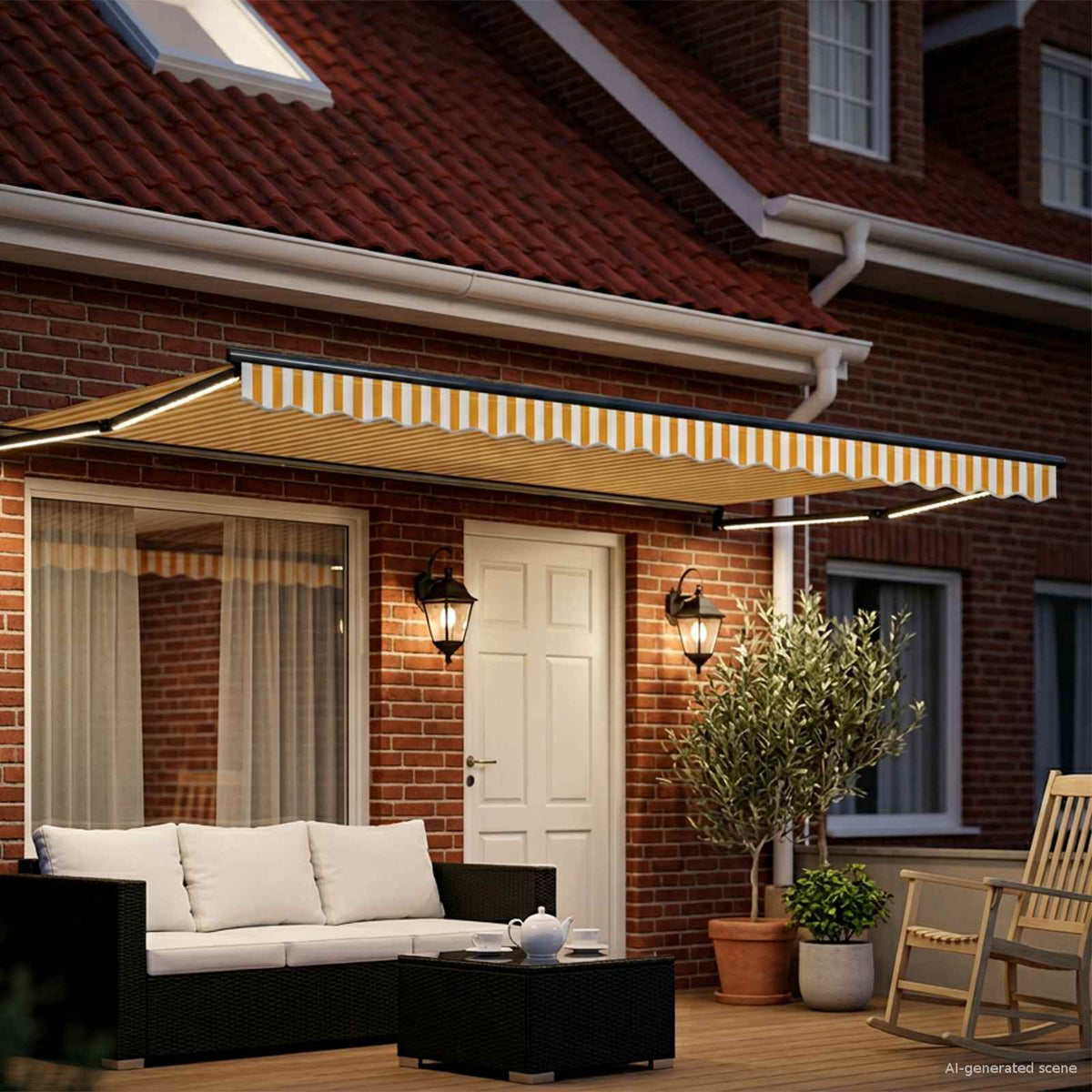 Vidaxl elektrisch uittrekbaar zonnescherm oranje en wit 4,5 × 3 m