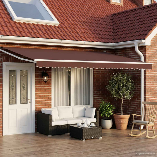 Vidaxl elektrisch uittrekbaar zonnescherm bruin en wit 4 × 3 m
