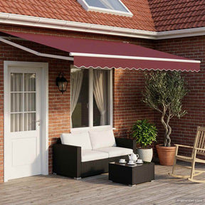 Vidaxl elektrisch uittrekbaar zonnescherm bordeauxrood en wit 5 x 3 m