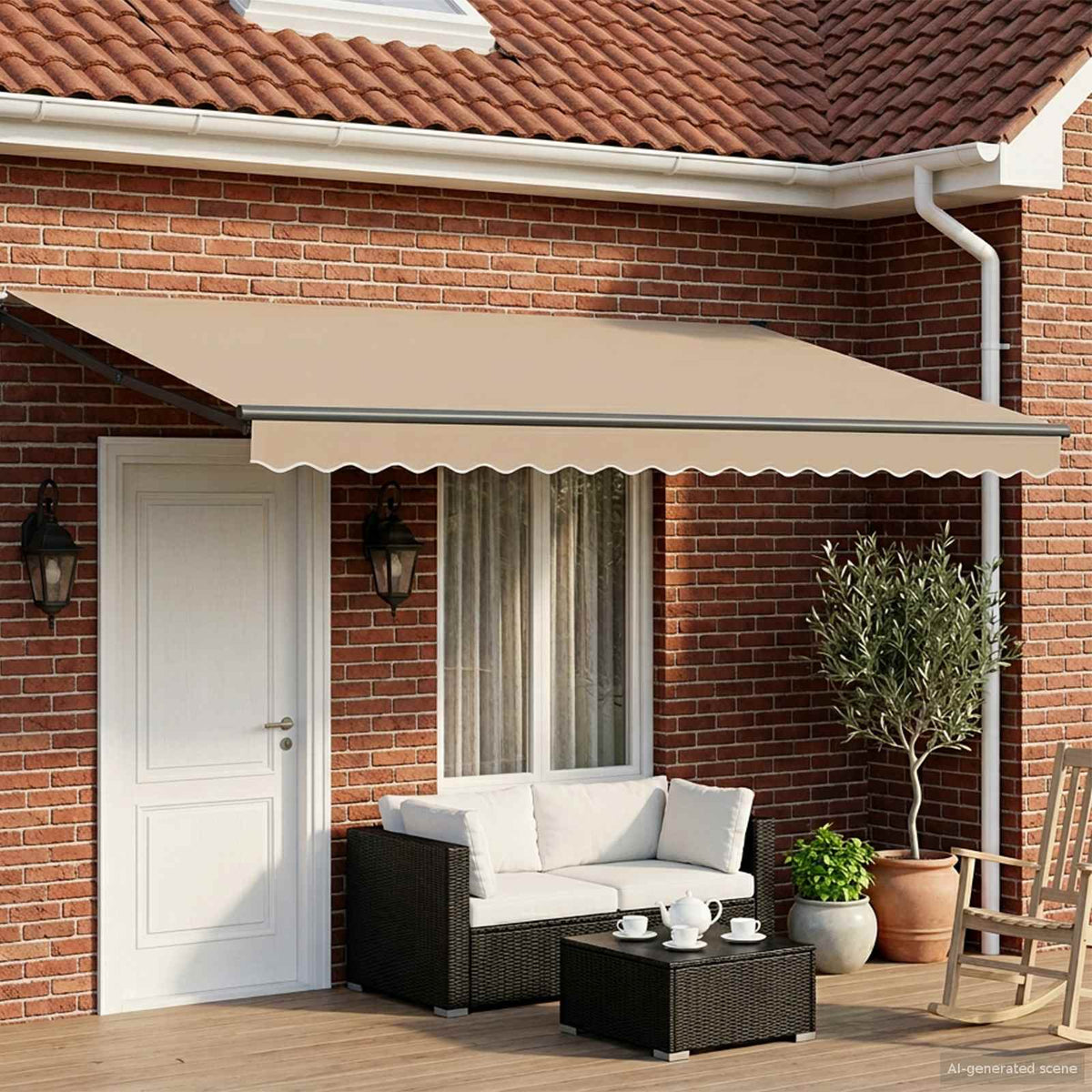 Vidaxl elektrisch uittrekbaar zonnescherm beige en antraciet 4 × 3 m
