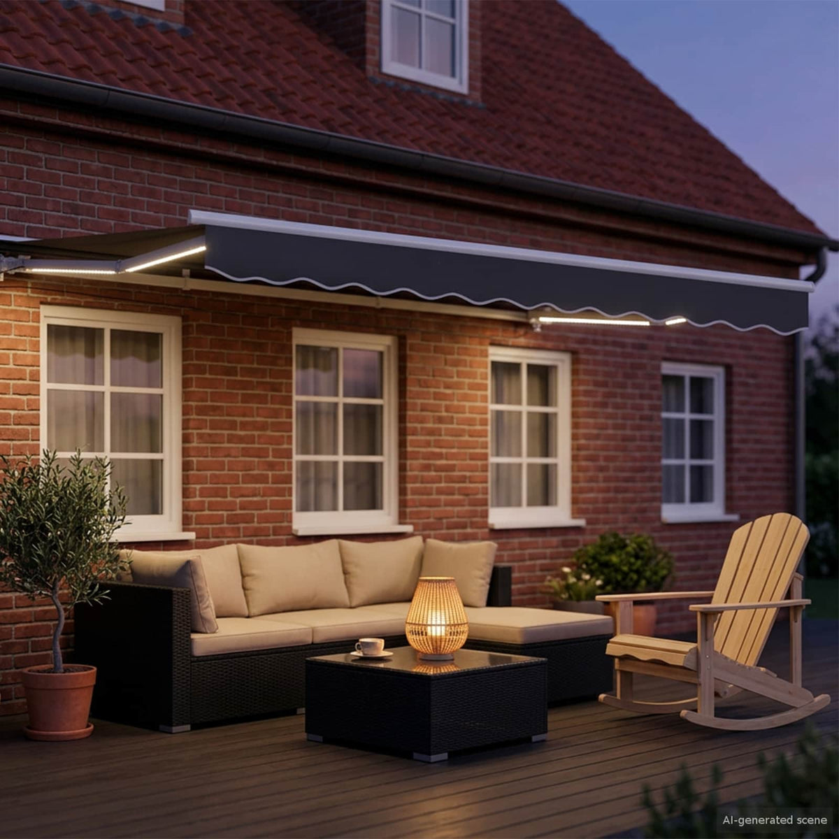 Vidaxl handmatige luifelhouder met led's 2,5 x 2 m