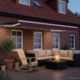 Vidaxl handmatige luifelhouder met led's bordeauxrood en wit 2,5 x 2 m