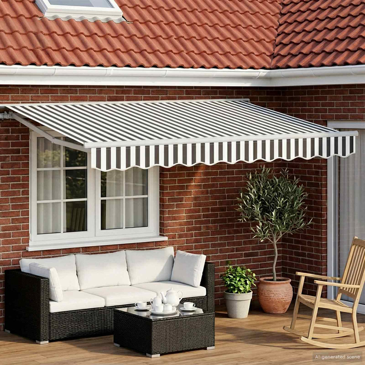 Vidaxl handmatige luifelhouder met led's antraciet en wit 2,5 x 2 m
