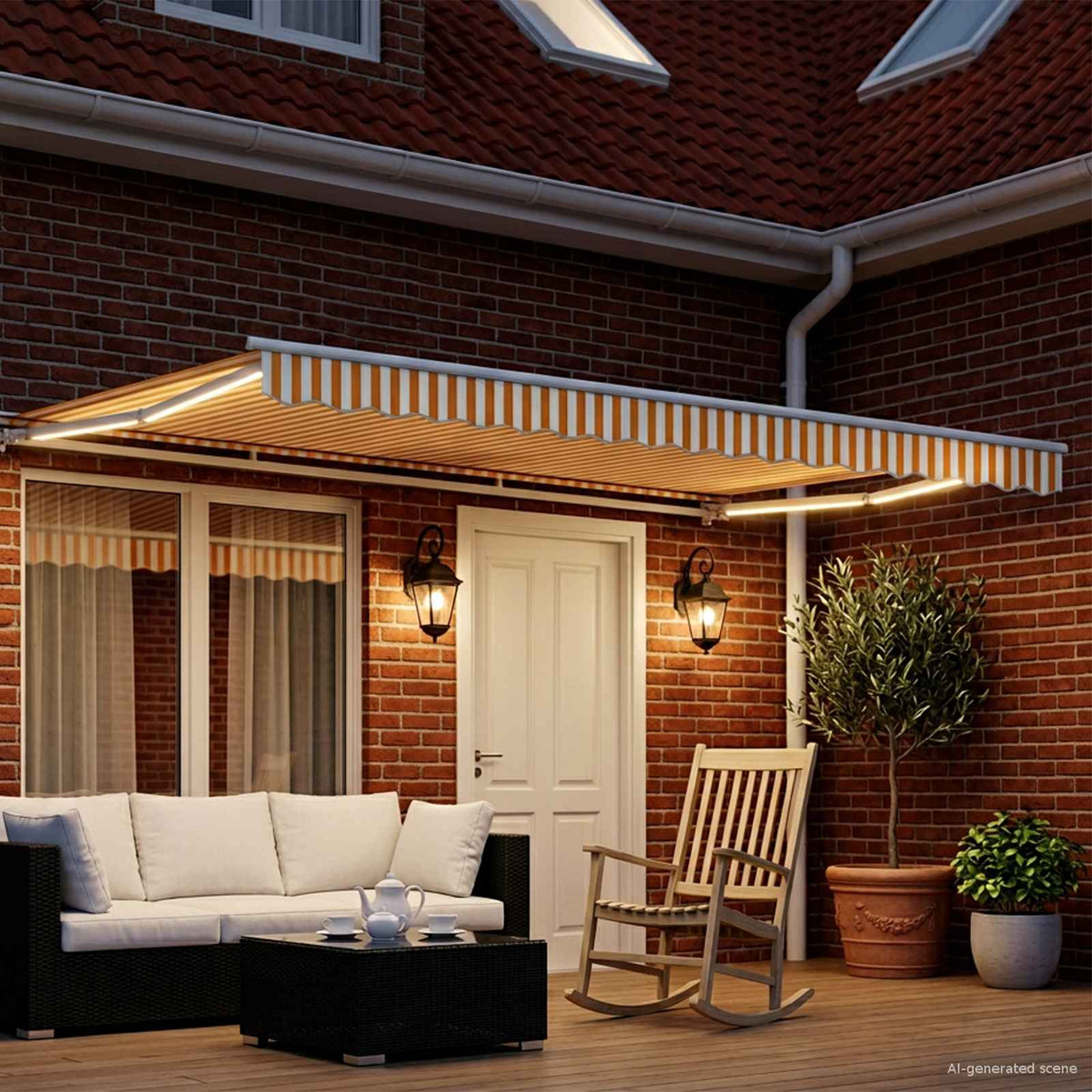 Vidaxl handmatige luifelhouder met led's geel en wit 4 x 2 m
