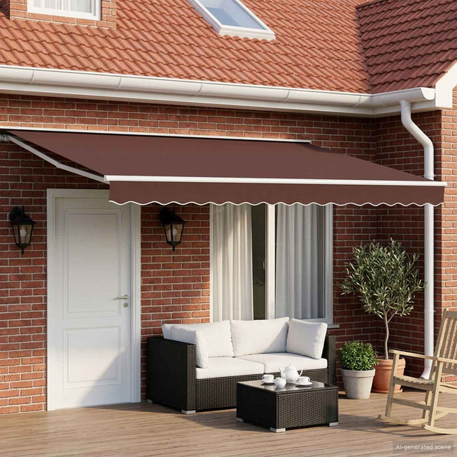 Vidaxl handmatige luifelhouder met led's bruin en wit 4 x 2 m