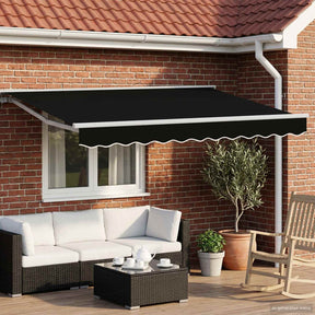 Vidaxl handmatige luifelhouder met led's zwart en wit 3 x 2,5 m