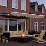 Vidaxl handmatige luifelhouder met led's beige en wit 3 x 2,5 m