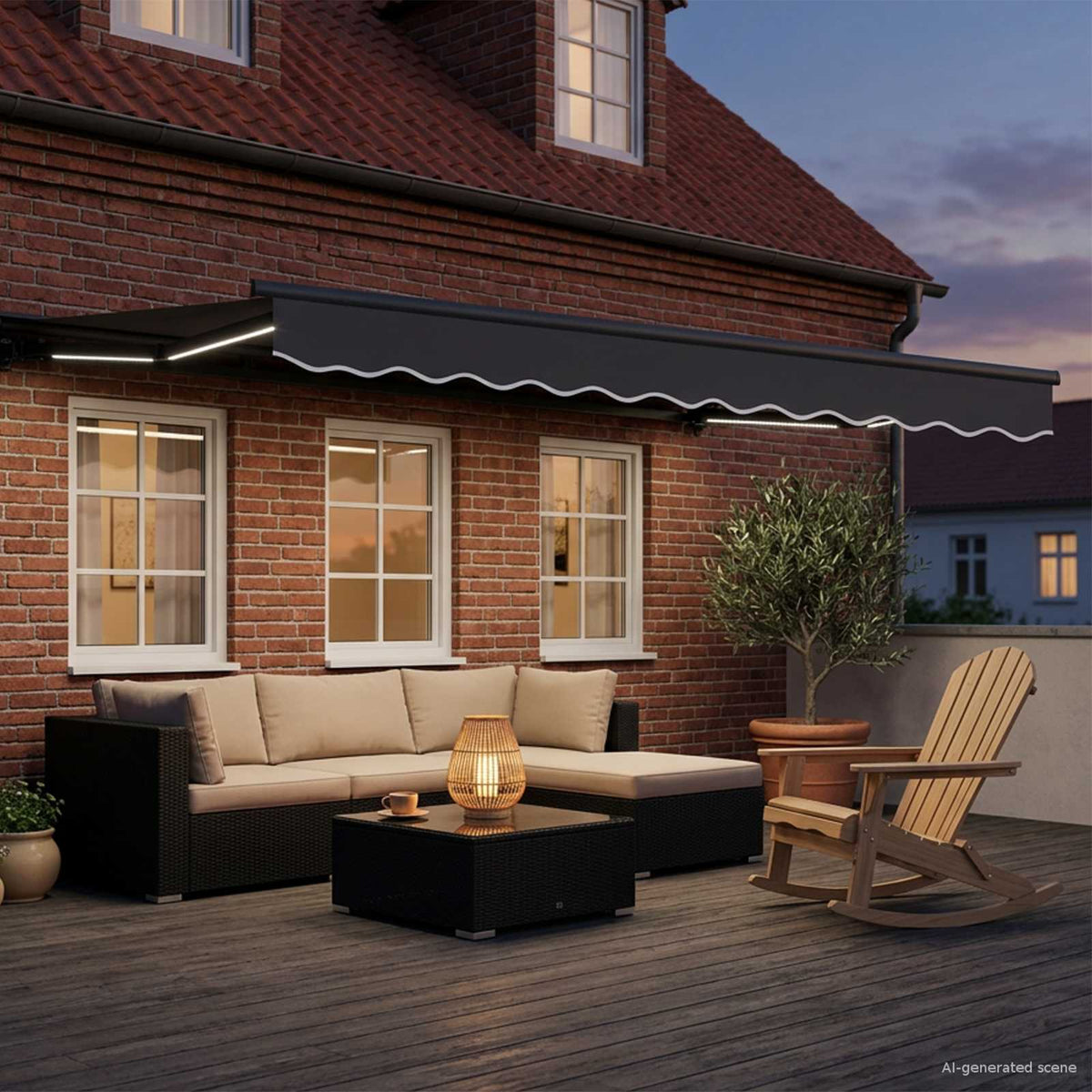 Vidaxl handmatige luifelhouder met led's antracietkleurig 2,5 x 2 m