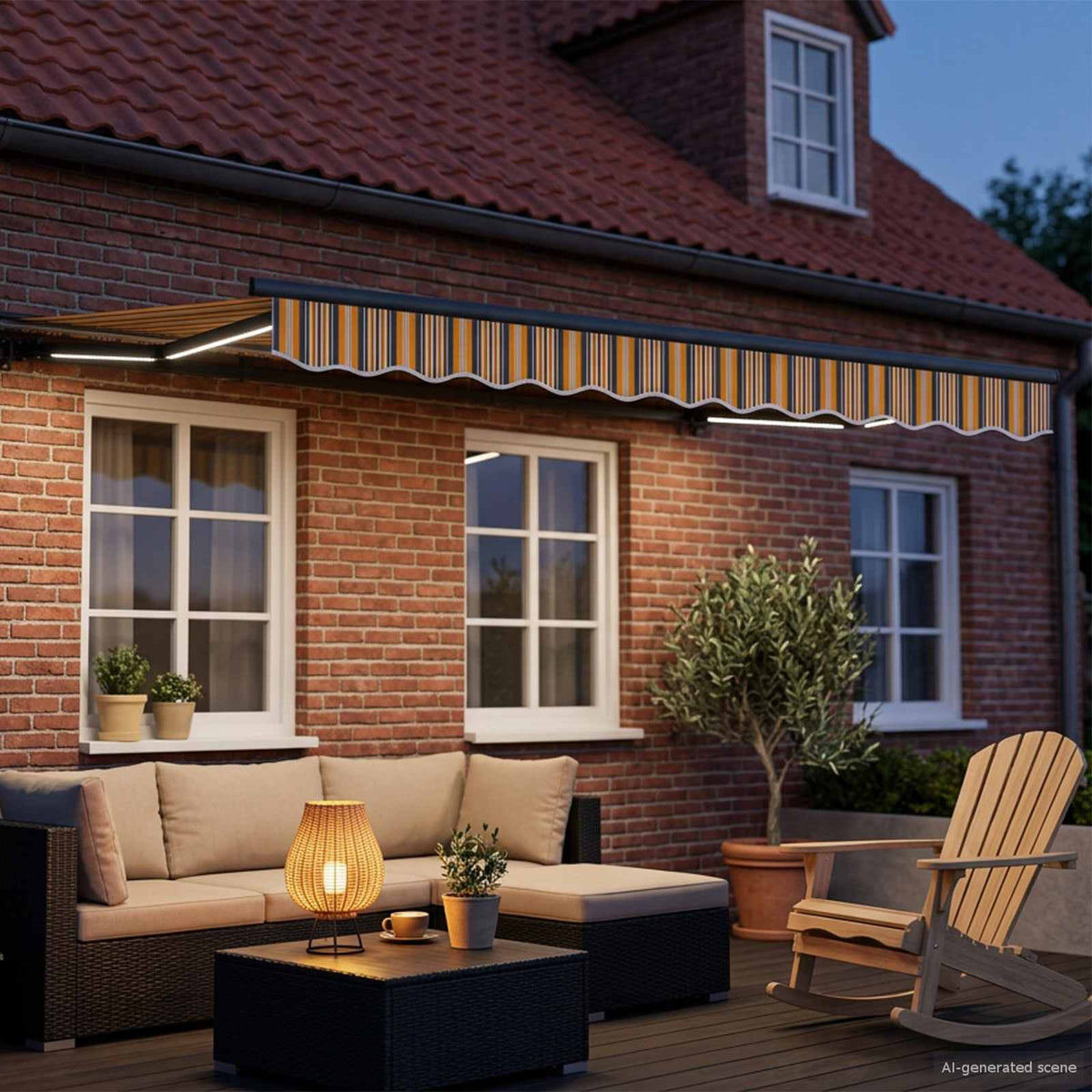 Vidaxl handmatige luifelhouder met led's 2,5 x 2 m