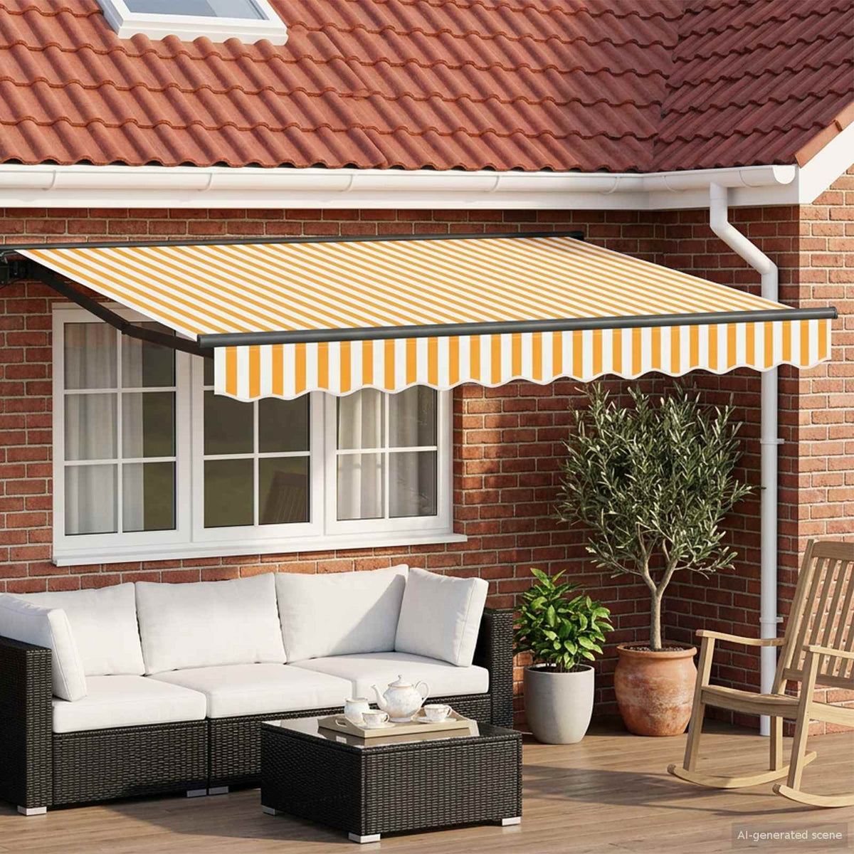 Vidaxl handmatige luifelhouder met led's 3,5 x 2,5 m