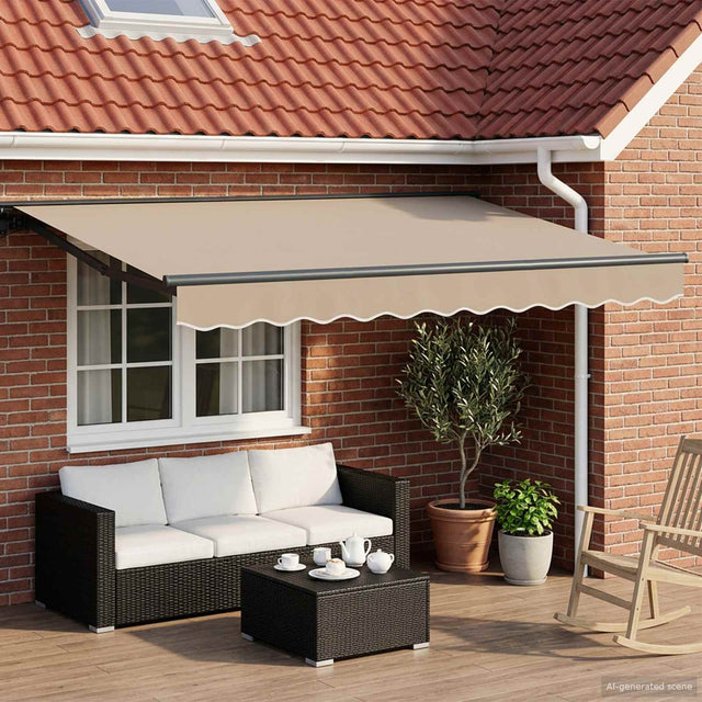 Vidaxl elektrisch uittrekbaar zonnescherm beige 3,5 x 2 m