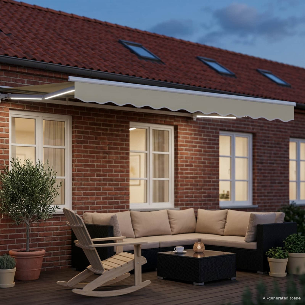 Vidaxl elektrisch uittrekbaar zonnescherm crème en wit 3,5 x 2 m