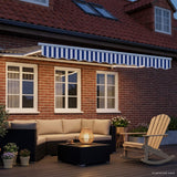 Vidaxl elektrisch uittrekbaar zonnescherm blauw en wit 3 x 2,5 m