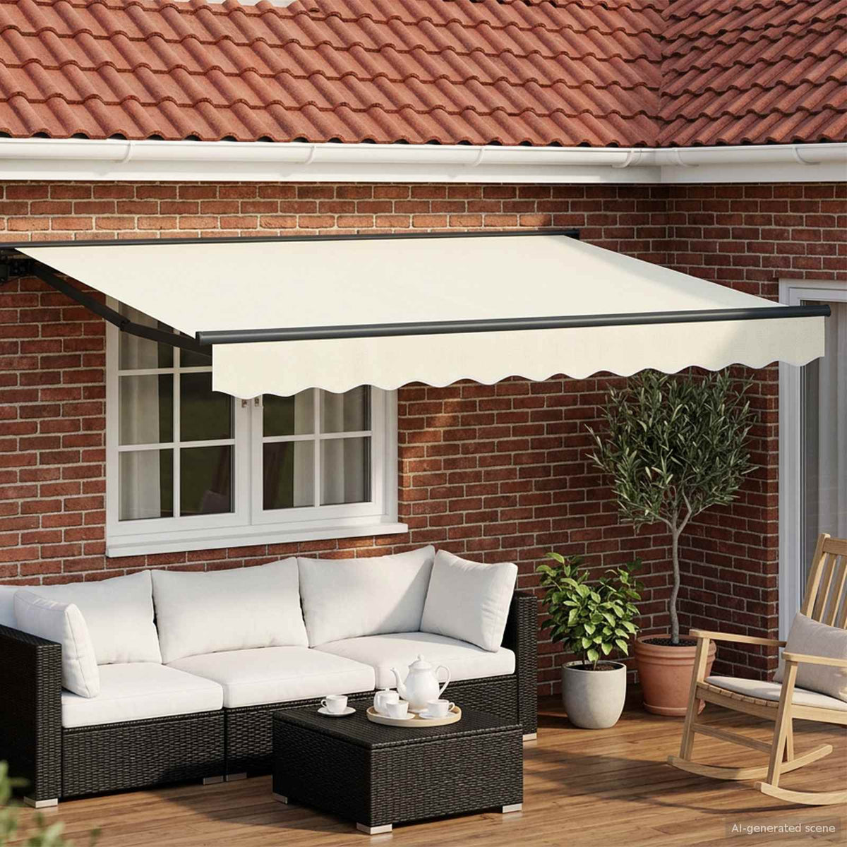 Vidaxl elektrisch uittrekbaar zonnescherm crème en antraciet 3 x 2,5 m