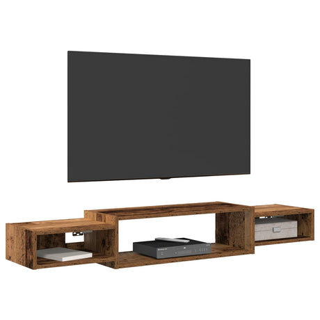 Vidaxl wandgemonteerd tv-meubel muurmontage oud hout 140 x 28 x 21 cm
