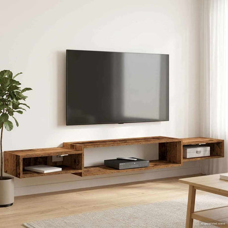 Vidaxl wandgemonteerd tv-meubel muurmontage oud hout 180 x 28 x 21 cm