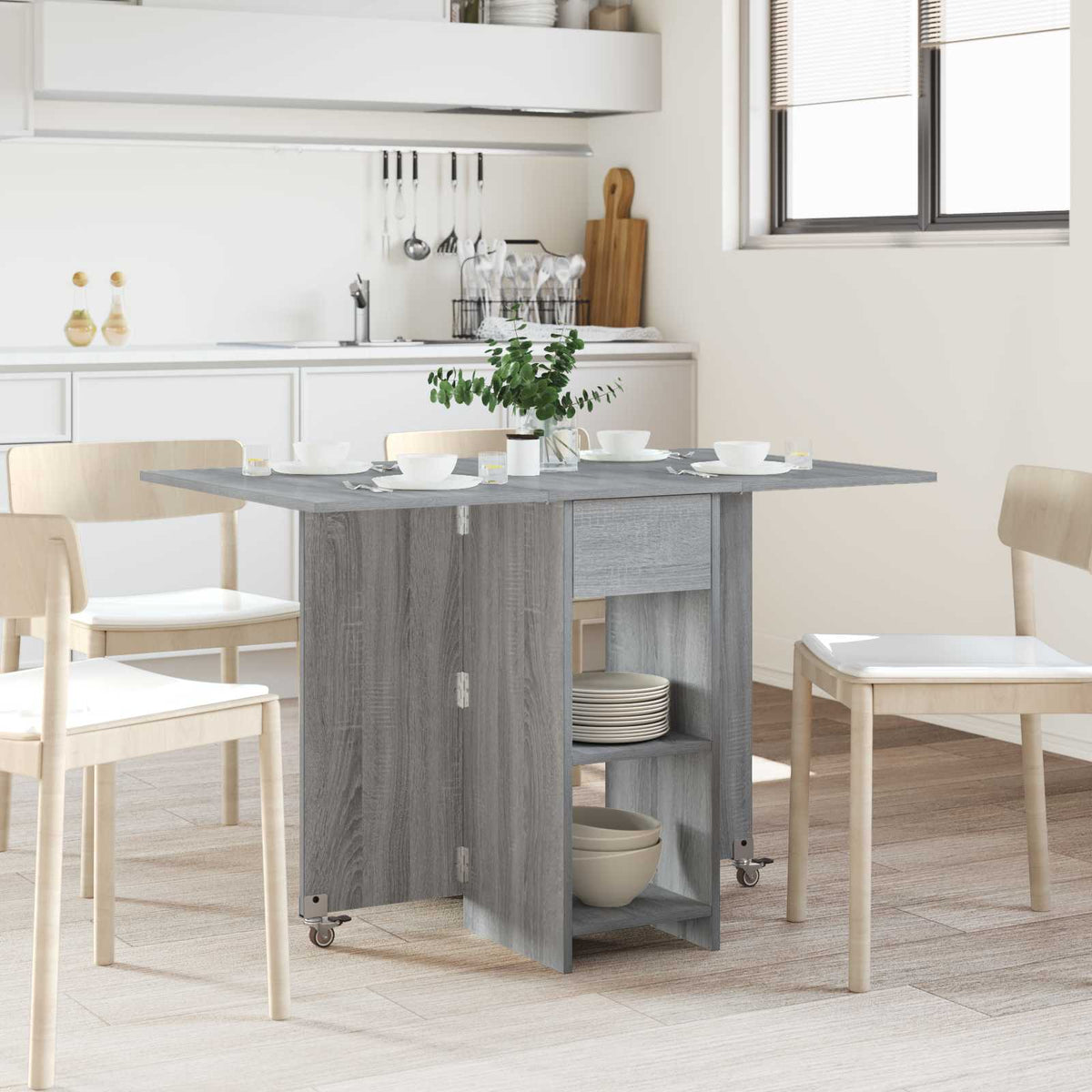 Vidaxl eettafel 115 x 70 x 75 cm bewerkt hout grijs sonoma rechthoekig