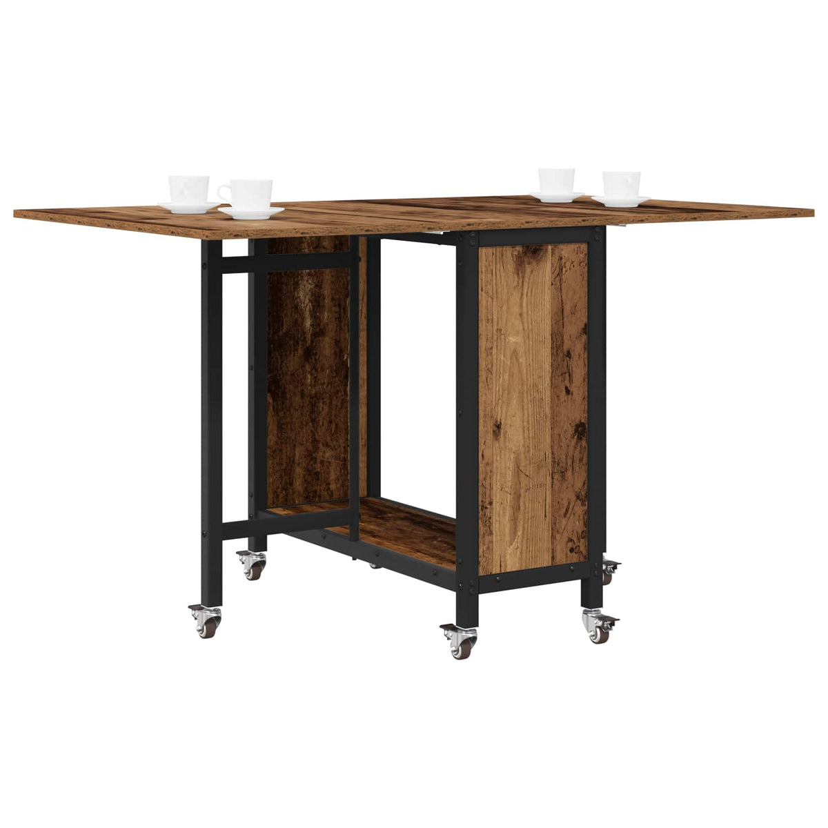 Vidaxl opvouwbare eettafel met wielen 130 x 80 x 76,5 cm staal pb
