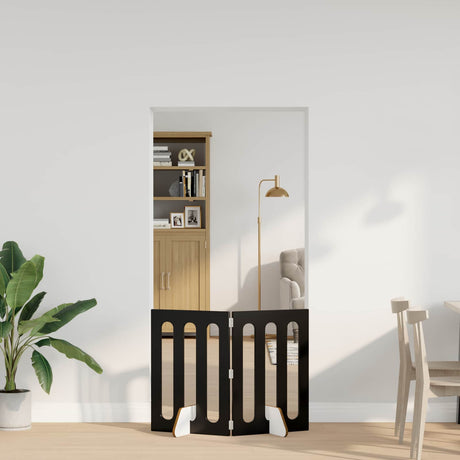 Vidaxl opvouwbaar huisdierhek 2 st zwart eiken 100,5 x 38 x 70 cm