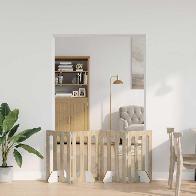 Vidaxl opvouwbaar huisdierhek 4 st sonoma eiken 201 x 38 x 70 cm