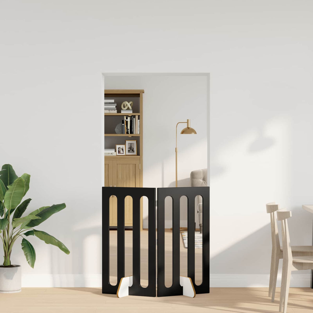 Vidaxl opvouwbaar huisdierhek 2 st zwart eiken 100,5 x 38 x 90 cm