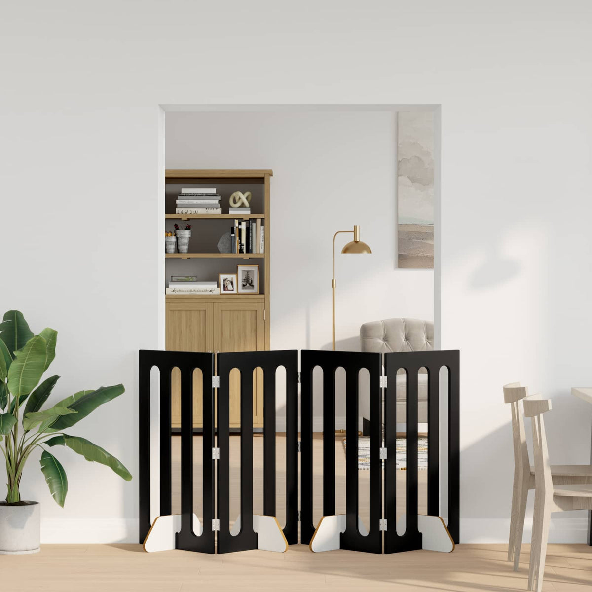 Vidaxl opvouwbaar huisdierhek 4 st zwart eiken 201 x 38 x 90 cm
