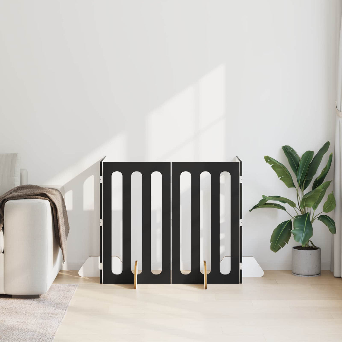 Vidaxl opvouwbaar huisdierhek 4 st zwart eiken 201 x 38 x 90 cm